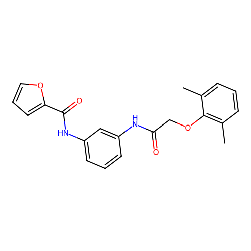N-[3-[[2-(2,6-dimethylphenoxy)-1-oxoethyl]amino]phenyl]-2-furancarboxamide structure