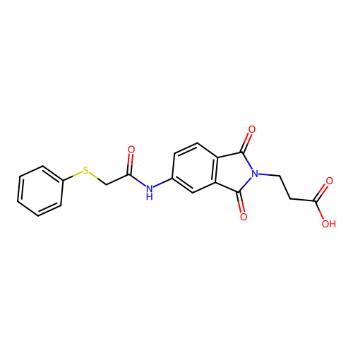 3-[1,3-dioxo-5-[(2-phenylsulfanylacetyl)amino]isoindol-2-yl]propanoic Acid structure