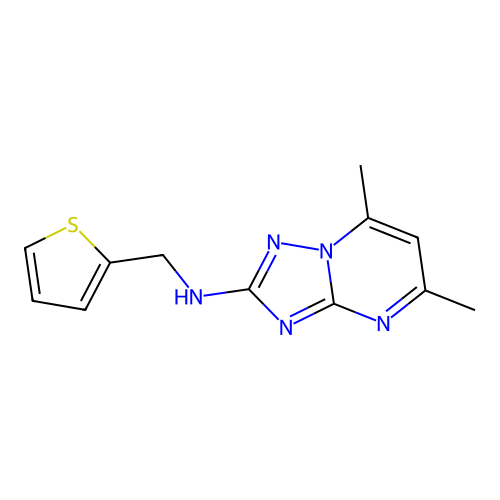 5,7-dimethyl-N-(thiophen-2-ylmethyl)[1,2,4]triazolo[1,5-a]pyrimidin-2-amine structure