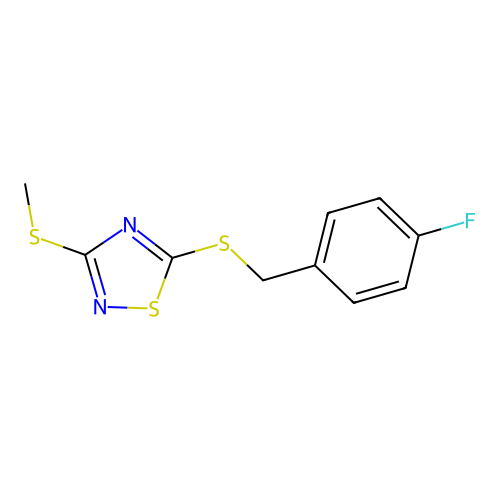 5-[(4-Fluorophenyl)methylsulfanyl]-3-methylsulfanyl-1,2,4-thiadiazole structure