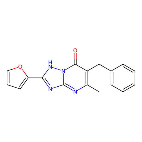 2-(2-furanyl)-5-methyl-6-(phenylmethyl)-1H-[1,2,4]triazolo[1,5-a]pyrimidin-7-one structure