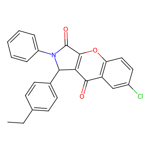 7-chloro-1-(4-ethylphenyl)-2-phenyl-1H-chromeno[2,3-c]pyrrole-3,9-dione structure