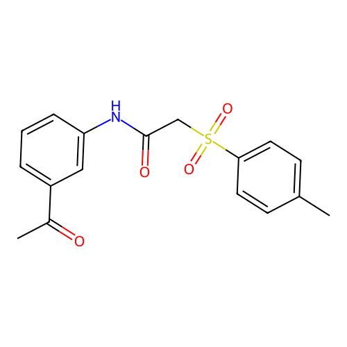 N-(3-acetylphenyl)-2-(4-methylphenyl)sulfonylacetamide structure