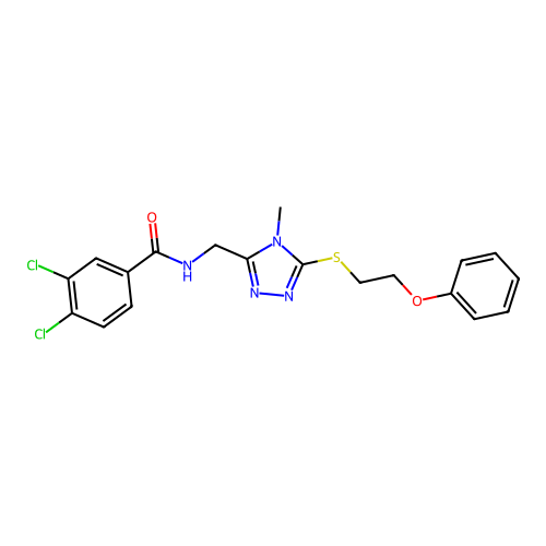 3,4-dichloro-N-[[4-methyl-5-(2-phenoxyethylsulfanyl)-1,2,4-triazol-3-yl]methyl]benzamide structure
