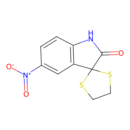 5'-nitrospiro[1,3-dithiolane-2,3'-1H-indole]-2'-one structure