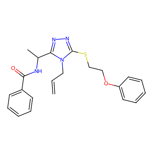 N-(1-{5-[(2-phenoxyethyl)sulfanyl]-4-(prop-2-en-1-yl)-4H-1,2,4-triazol-3-yl}ethyl)benzamide structure