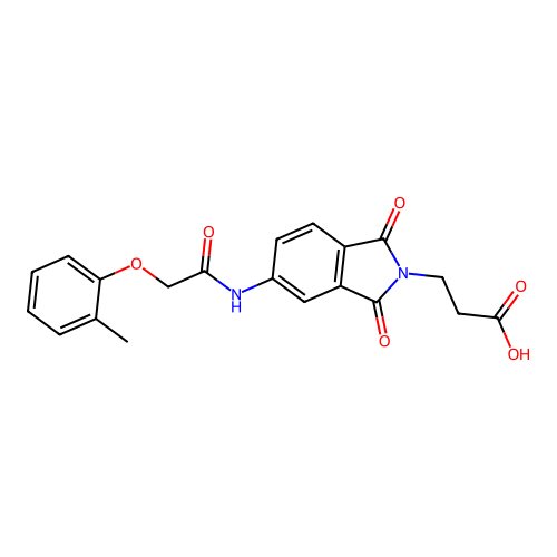 3-[5-[[2-(2-Methylphenoxy)acetyl]amino]-1,3-dioxoisoindol-2-yl]propanoic acid structure