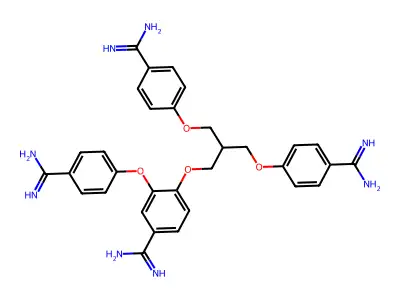 1,3-Di-(p-amidinophenoxy)-2,2-bis-(p-amidinophenoxymethyl)-propane structure