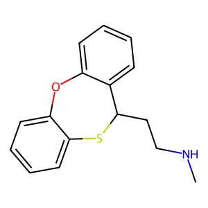 2-(11H-dibenzo[b,f][1,4]oxathiepin-11-yl)-N-methylethanamine structure