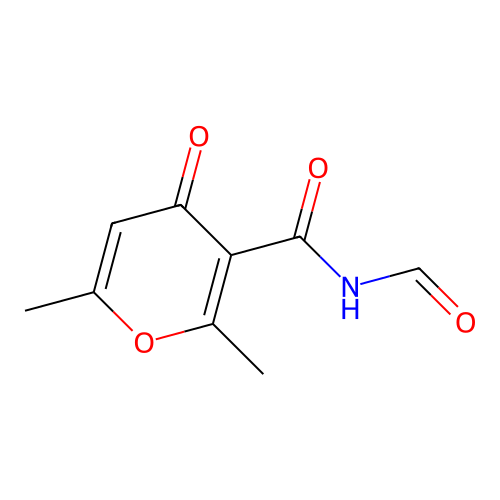 N-formyl-2,6-dimethyl-4-oxopyran-3-carboxamide structure