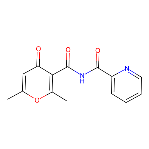 N-(2,6-Dimethyl-4-oxo-pyran-3-carbonyl)pyridine-2-carboxamide structure