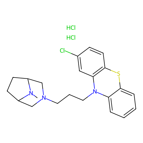 Phenothiazine, 2-chloro-10-(3-(8-methyl-3,8-diazabicyclo(3.2.1)oct-3-yl)propyl)-, dihydrochloride structure