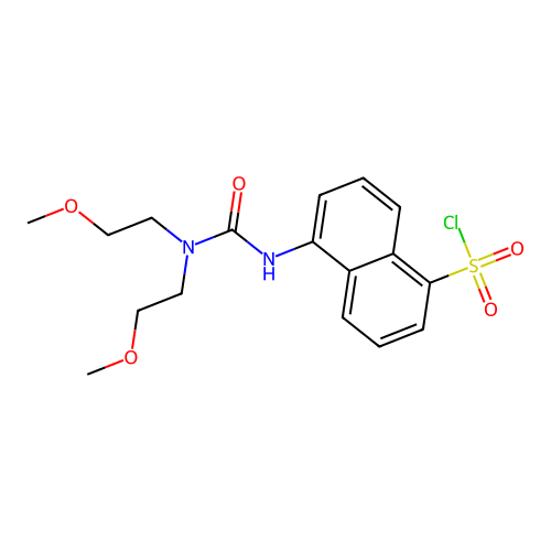 5-[3,3-Bis-(2-methoxy-ethyl)-ureido]-naphthalene-1-sulfonyl chloride structure