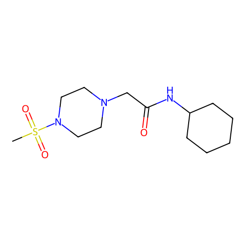 N-cyclohexyl-2-(4-methylsulfonylpiperazin-1-yl)acetamide structure