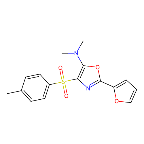 2-(furan-2-yl)-N,N-dimethyl-4-tosyloxazol-5-amine structure
