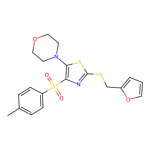 4-(2-((Furan-2-ylmethyl)thio)-4-tosylthiazol-5-yl)morpholine structure