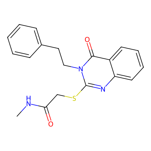 N-methyl-2-{[4-oxo-3-(2-phenylethyl)-3,4-dihydro-2-quinazolinyl]thio}acetamide structure