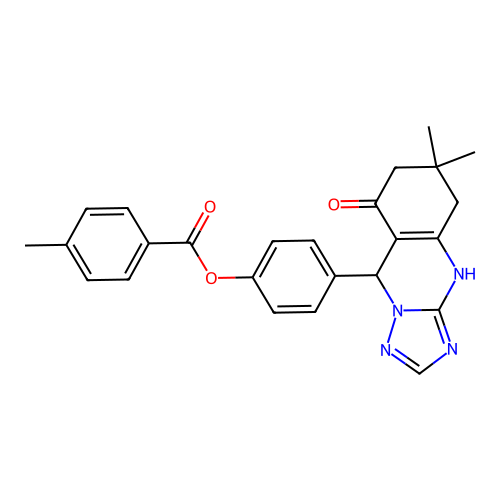 [4-(6,6-dimethyl-8-oxo-1,5,7,9-tetrahydro-[1,2,4]triazolo[5,1-b]quinazolin-9-yl)phenyl] 4-methylbenzoate structure