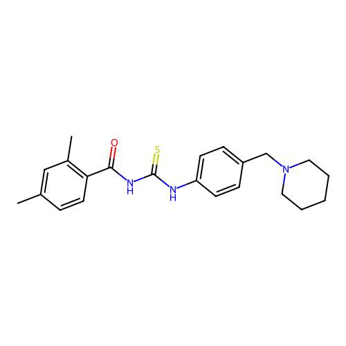 2,4-dimethyl-N-[[4-(piperidin-1-ylmethyl)phenyl]carbamothioyl]benzamide structure