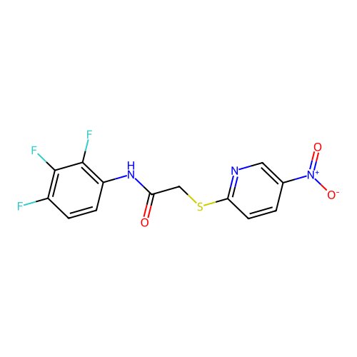 2-(5-nitropyridin-2-yl)sulfanyl-N-(2,3,4-trifluorophenyl)acetamide structure