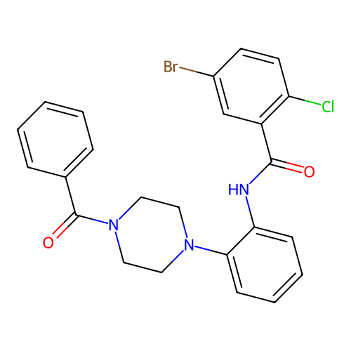 N-[2-(4-benzoyl-1-piperazinyl)phenyl]-5-bromo-2-chlorobenzamide structure