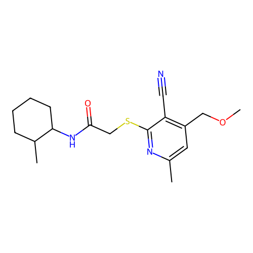 2-[3-cyano-4-(methoxymethyl)-6-methylpyridin-2-yl]sulfanyl-N-(2-methylcyclohexyl)acetamide structure