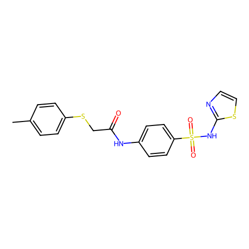 2-(4-methylphenyl)sulfanyl-N-[4-(1,3-thiazol-2-ylsulfamoyl)phenyl]acetamide structure
