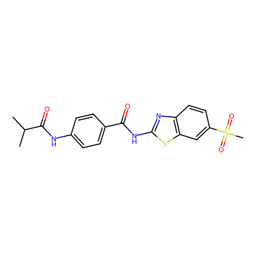 4-(2-methylpropanoylamino)-N-(6-methylsulfonyl-1,3-benzothiazol-2-yl)benzamide structure