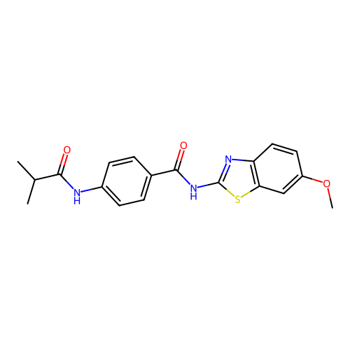 N-(6-methoxy-1,3-benzothiazol-2-yl)-4-(2-methylpropanoylamino)benzamide structure