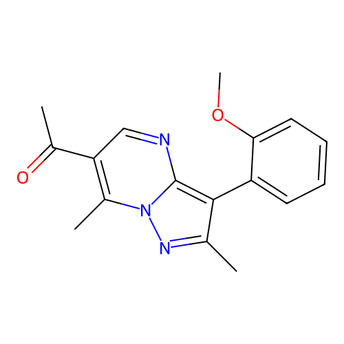 1-[3-(2-Methoxyphenyl)-2,7-dimethylpyrazolo[1,5-a]pyrimidin-6-yl]ethanone structure