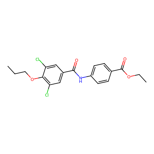 Ethyl 4-{[(3,5-dichloro-4-propoxyphenyl)carbonyl]amino}benzoate structure