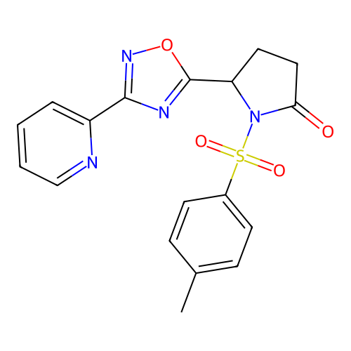 5-(3-(pyridin-2-yl)-1,2,4-oxadiazol-5-yl)-1-tosylpyrrolidin-2-one structure