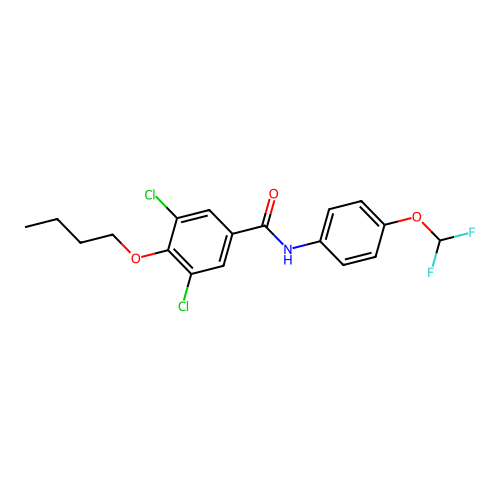 4-butoxy-3,5-dichloro-N-[4-(difluoromethoxy)phenyl]benzamide structure