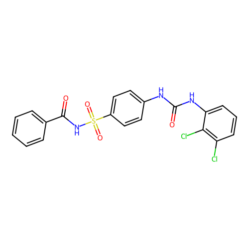 N-[4-[(2,3-dichlorophenyl)carbamoylamino]phenyl]sulfonylbenzamide structure