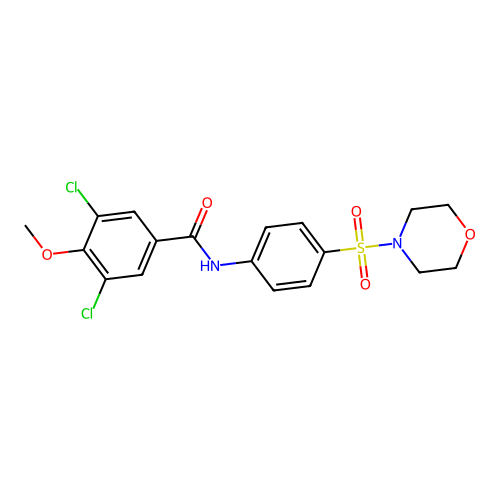 3,5-dichloro-4-methoxy-N-[4-(morpholin-4-ylsulfonyl)phenyl]benzamide structure