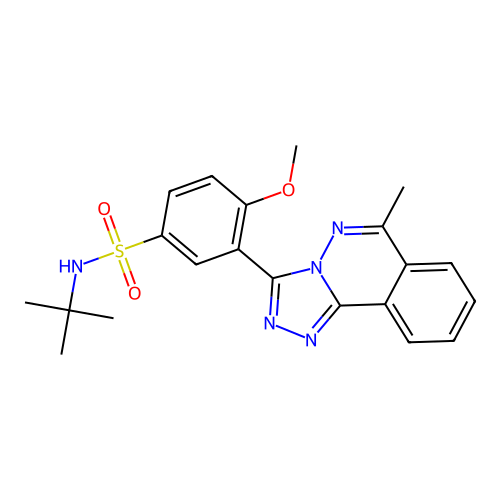 N-tert-butyl-4-methoxy-3-(6-methyl-[1,2,4]triazolo[3,4-a]phthalazin-3-yl)benzenesulfonamide structure