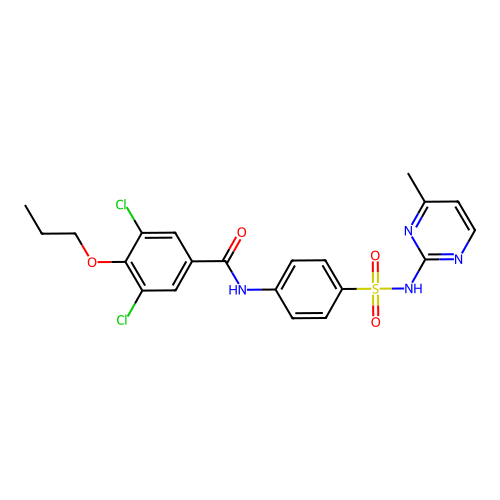 3,5-dichloro-N-{4-[(4-methylpyrimidin-2-yl)sulfamoyl]phenyl}-4-propoxybenzamide structure