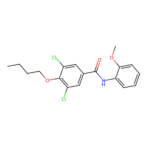 4-butoxy-3,5-dichloro-N-(2-methoxyphenyl)benzamide structure