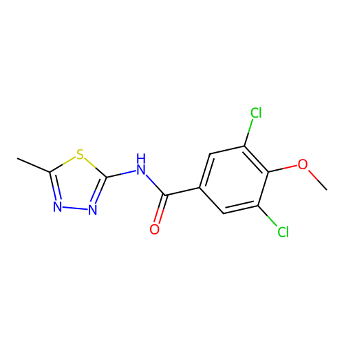 3,5-dichloro-4-methoxy-N-(5-methyl-1,3,4-thiadiazol-2-yl)benzamide structure