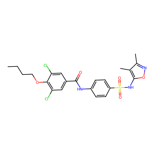 4-butoxy-3,5-dichloro-N-[4-[(3,4-dimethyl-1,2-oxazol-5-yl)sulfamoyl]phenyl]benzamide structure