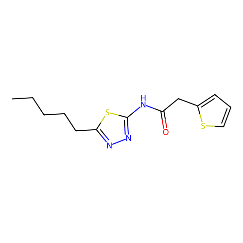 N-(5-pentyl-1,3,4-thiadiazol-2-yl)-2-(thiophen-2-yl)acetamide structure