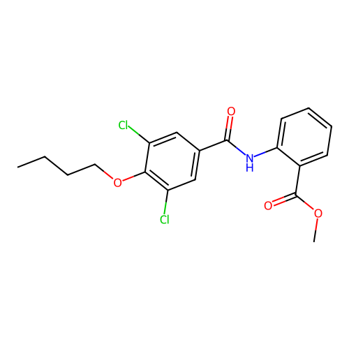 Methyl 2-{[(4-butoxy-3,5-dichlorophenyl)carbonyl]amino}benzoate structure