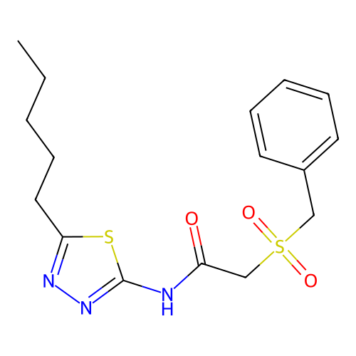 2-(benzylsulfonyl)-N-(5-pentyl-1,3,4-thiadiazol-2-yl)acetamide structure