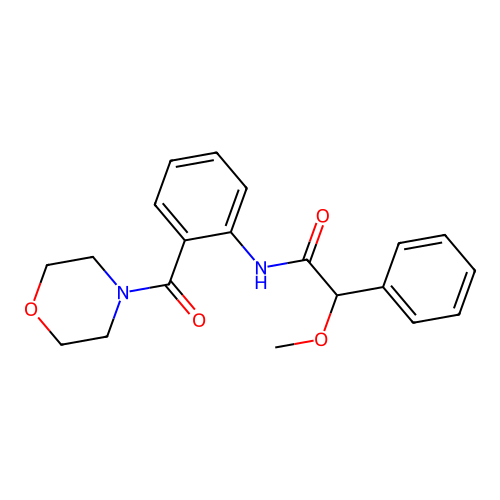 2-methoxy-N-[2-(morpholine-4-carbonyl)phenyl]-2-phenylacetamide structure