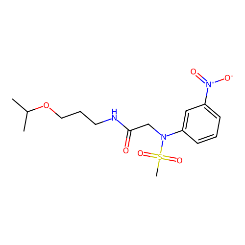 2-(N-methylsulfonyl-3-nitroanilino)-N-(3-propan-2-yloxypropyl)acetamide structure