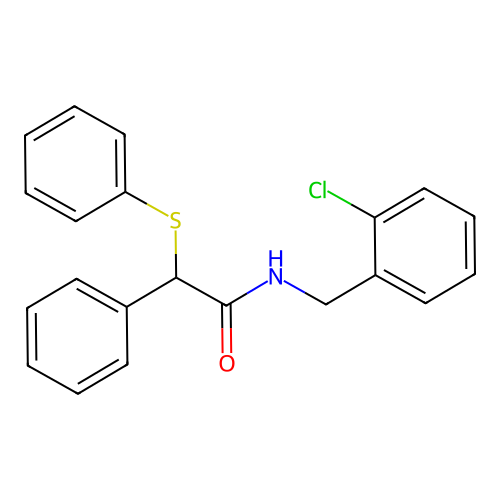 N-(2-chlorobenzyl)-2-phenyl-2-(phenylsulfanyl)acetamide structure