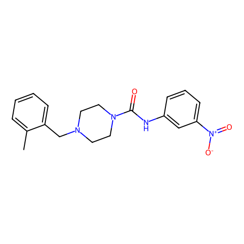 4-[(2-methylphenyl)methyl]-N-(3-nitrophenyl)piperazine-1-carboxamide structure