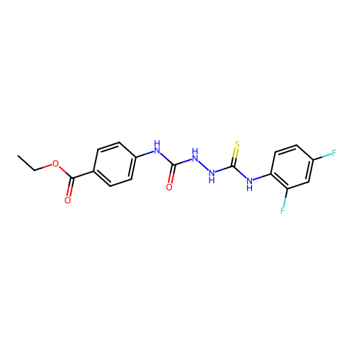 ethyl 4-(2-((2,4-difluorophenyl)carbamothioyl)hydrazinecarboxamido)benzoate structure