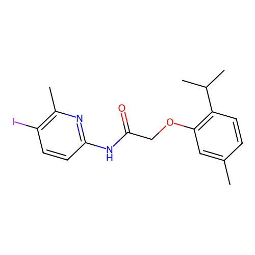 N-(5-iodo-6-methylpyridin-2-yl)-2-(5-methyl-2-propan-2-ylphenoxy)acetamide structure