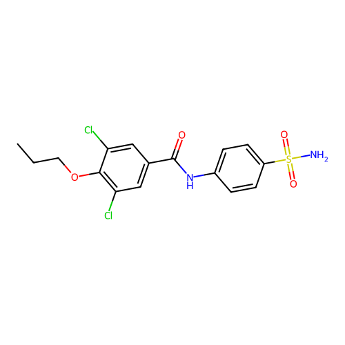 3,5-dichloro-4-propoxy-N-(4-sulfamoylphenyl)benzamide structure